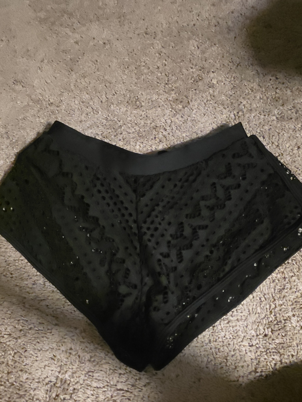 Black Lace-Pattern Women's Swimshorts